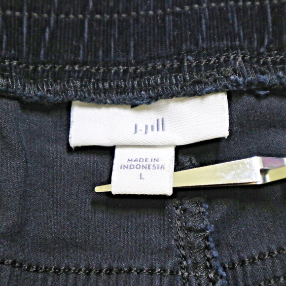 J Jill Size L Corduroy Pull On Pants Skinny Leg Elastic Waist Black - Picture 8 of 9